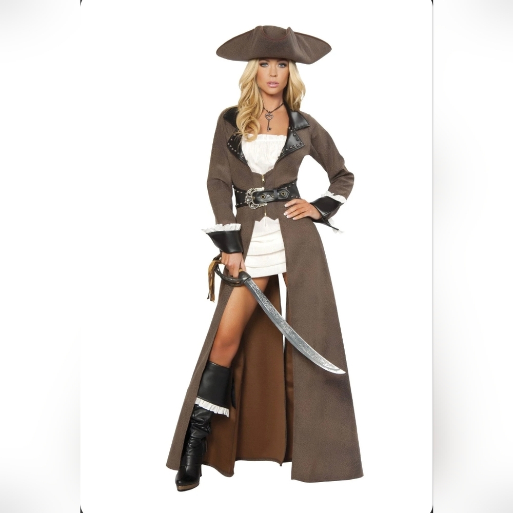 Deluxe 7pc Pirate Captain (Added Matching Skirt With Tassels) Size Large NWOT - Picture 3 of 14